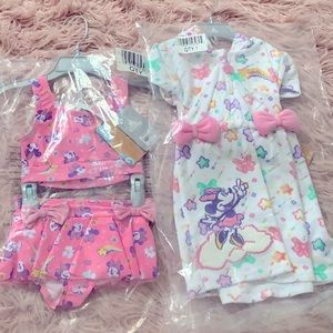 Disney Minnie Mouse Beach Cover Up and Bathing Suit size 2T